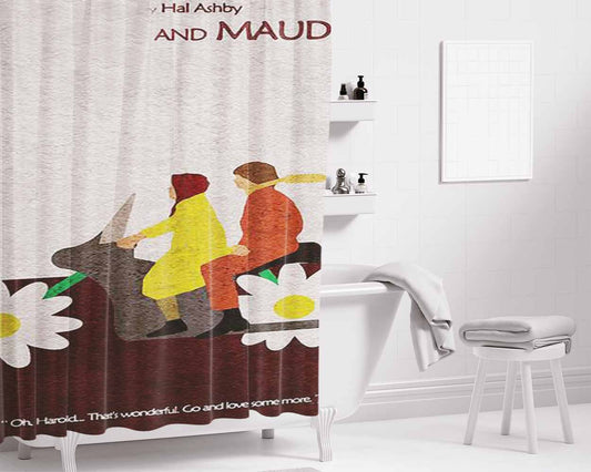 Harold And Maude Bathroom Shower Curtain Fabric Waterproof | 66 X 72 Inch