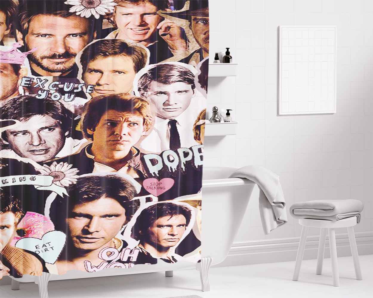 Harrison Ford Collage Bathroom Shower Curtain Fabric Waterproof | 66 X 72 Inch