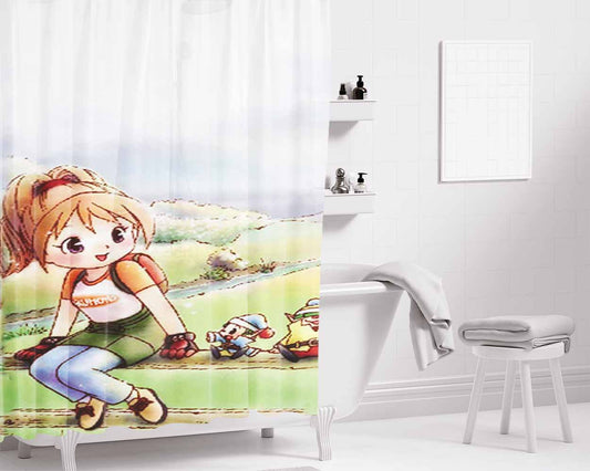 Harvest Moon Game Bathroom Shower Curtain Fabric Waterproof | 66 X 72 Inch