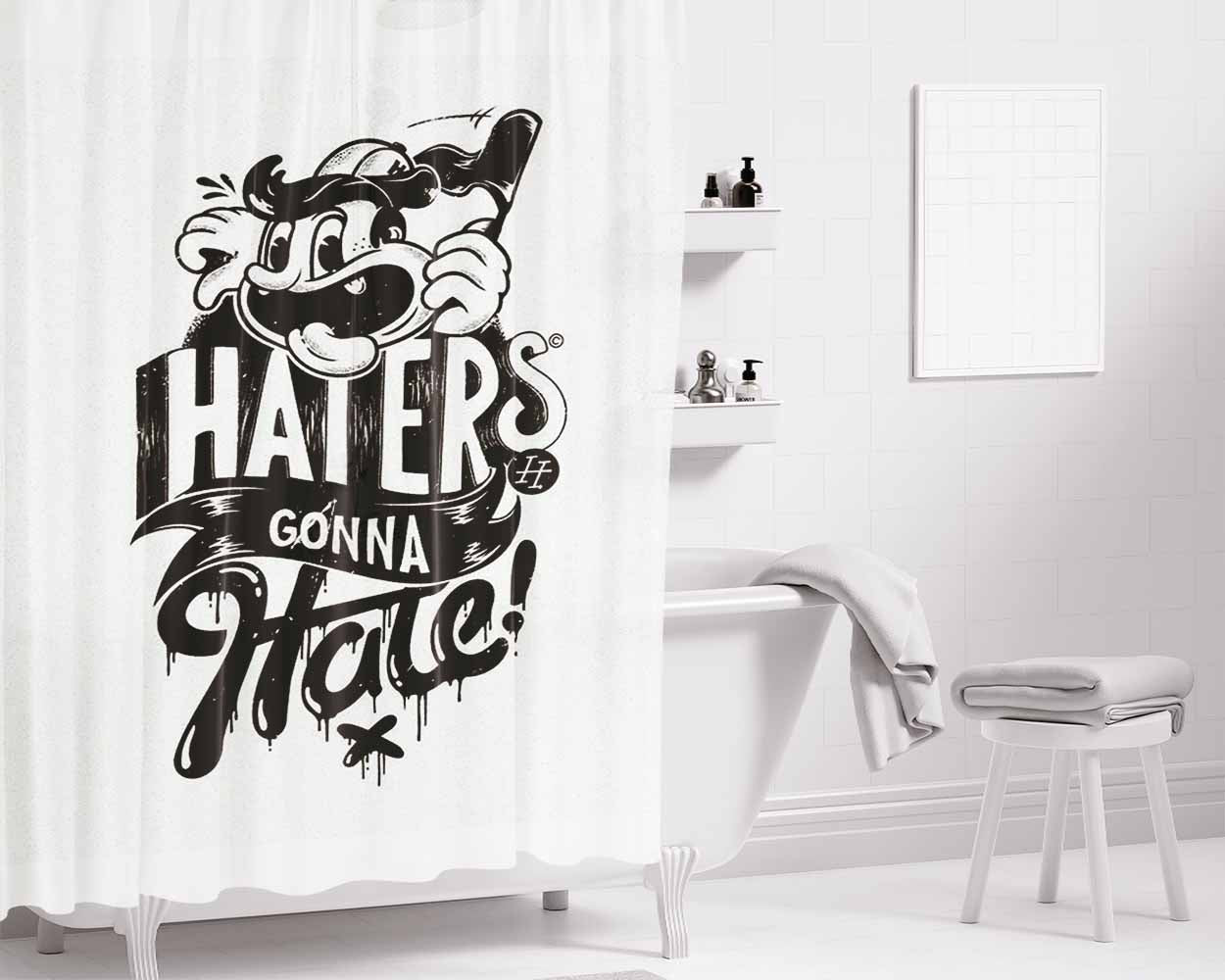 Hatters Gonna Hate Bathroom Shower Curtain Fabric Waterproof | 66 X 72 Inch