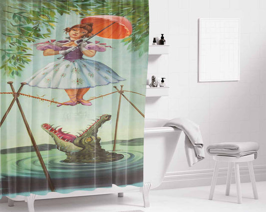 Haunted Mansion Painting Bathroom Shower Curtain Fabric Waterproof | 66 X 72 Inch