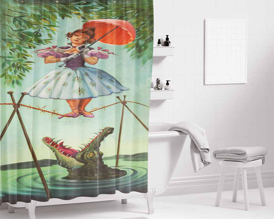 Haunted Mansion Stretching Bathroom Shower Curtain Fabric Waterproof | 66 X 72 Inch