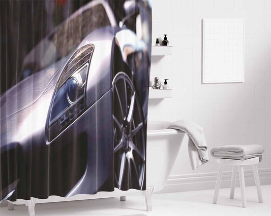 Head Lamp Sport Car Bathroom Shower Curtain Fabric Waterproof | 66 X 72 Inch