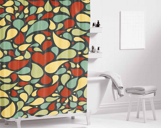 Heart Pattern Bathroom Shower Curtain Fabric Waterproof | 66 X 72 Inch