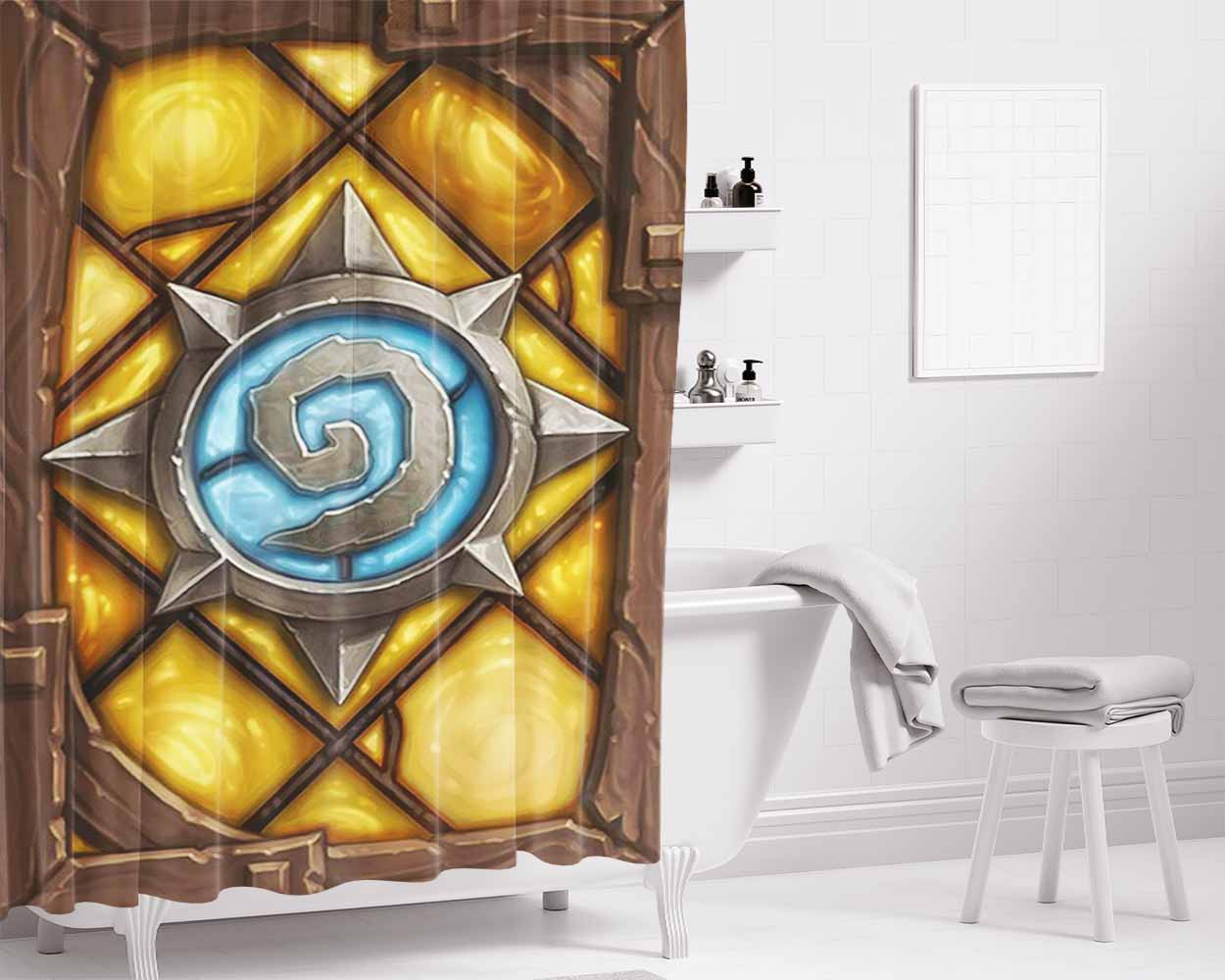 Hearthstone Card Fireside Bathroom Shower Curtain Fabric Waterproof | 66 X 72 Inch