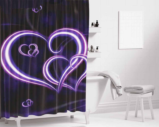 Hearts Swirly Bathroom Shower Curtain Fabric Waterproof | 66 X 72 Inch