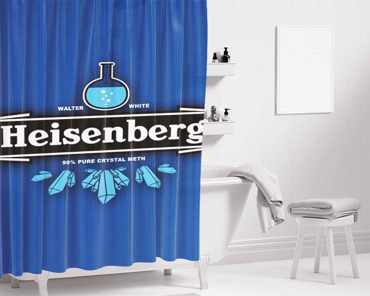 Heisenberg Brand Logo Drink Bathroom Shower Curtain Fabric Waterproof | 66 X 72 Inch