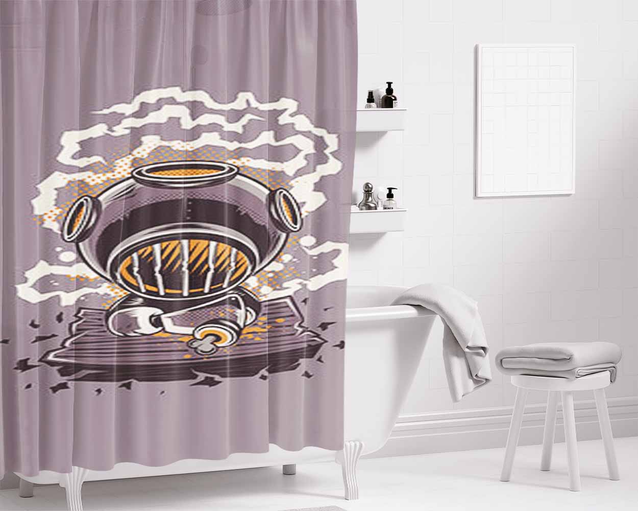 Hell Driver Bathroom Shower Curtain Fabric Waterproof | 66 X 72 Inch
