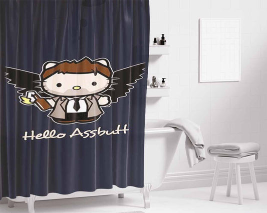 Hello Assbutt Bathroom Shower Curtain Fabric Waterproof | 66 X 72 Inch