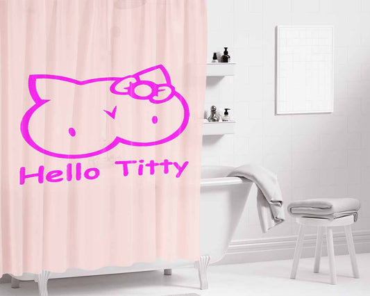 Hello Titty Bathroom Shower Curtain Fabric Waterproof | 66 X 72 Inch
