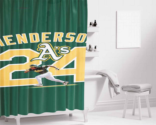 Henderson Oakland Athletics Bathroom Shower Curtain Fabric Waterproof | 66 X 72 Inch