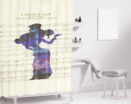 Hercules On The Sheet Music For The Song Art Bathroom Shower Curtain Fabric Waterproof | 66 X 72 Inch