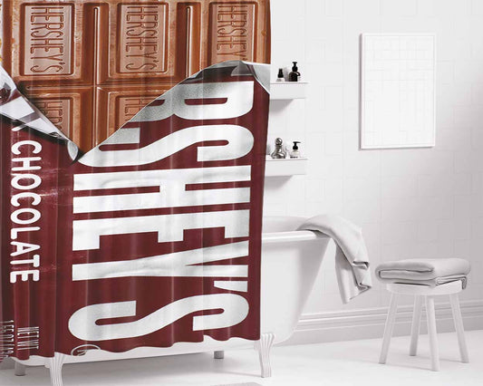 Hershey Gold Peanuts Pretzels Bathroom Shower Curtain Fabric Waterproof | 66 X 72 Inch