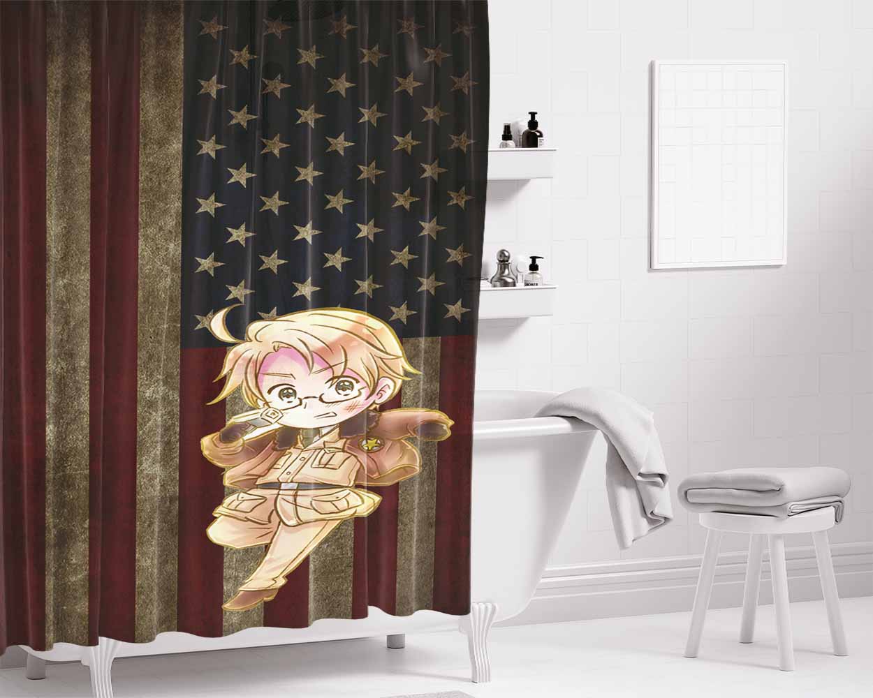 Hetalia America Usa Bathroom Shower Curtain Fabric Waterproof | 66 X 72 Inch