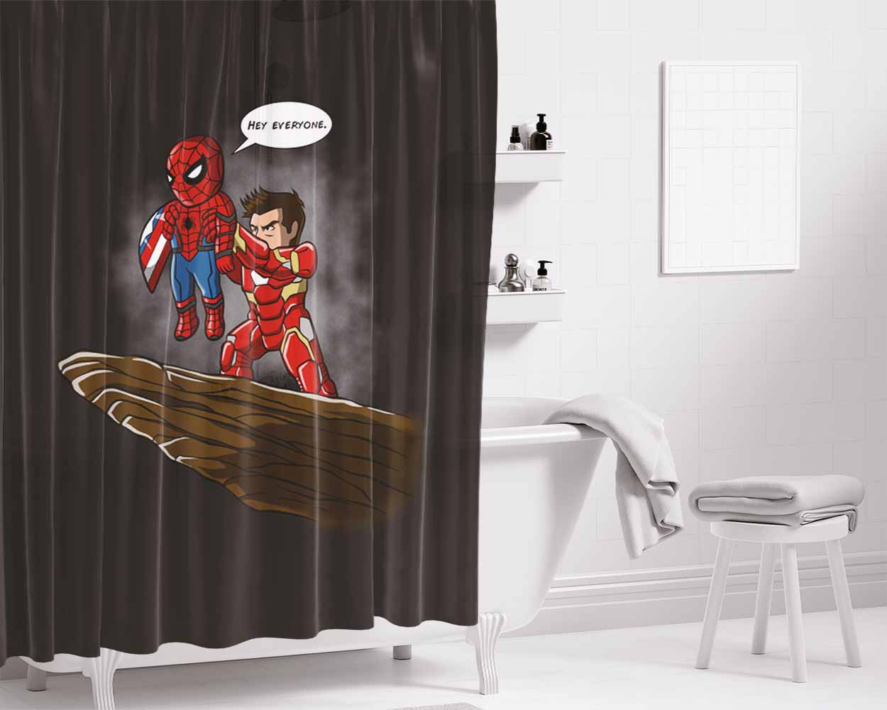 Hey Everyone Bathroom Shower Curtain Fabric Waterproof | 66 X 72 Inch