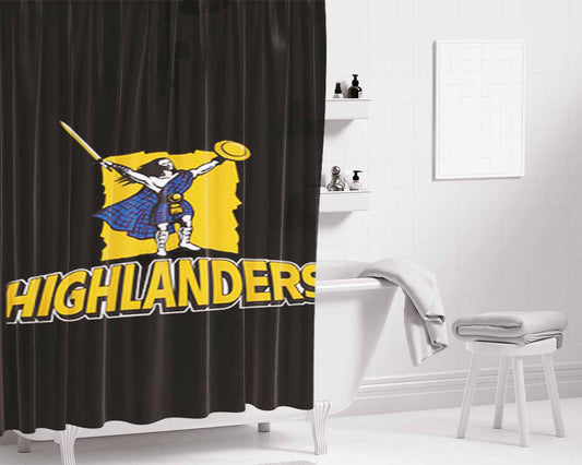 Higlanders Logo Black Bathroom Shower Curtain Fabric Waterproof | 66 X 72 Inch
