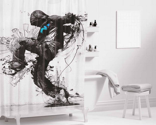 Hip Hop Boy Dance Bathroom Shower Curtain Fabric Waterproof | 66 X 72 Inch