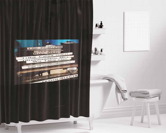 Hip Hop Rap Culture 90S Mash Up Wu Tang Nas Gang Starr Bathroom Shower Curtain Fabric Waterproof | 66 X 72 Inch