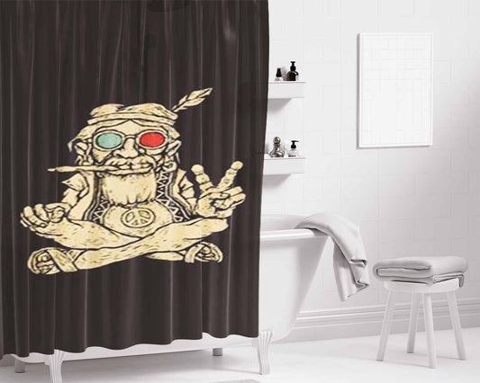 Hippie Smoking Bathroom Shower Curtain Fabric Waterproof | 66 X 72 Inch