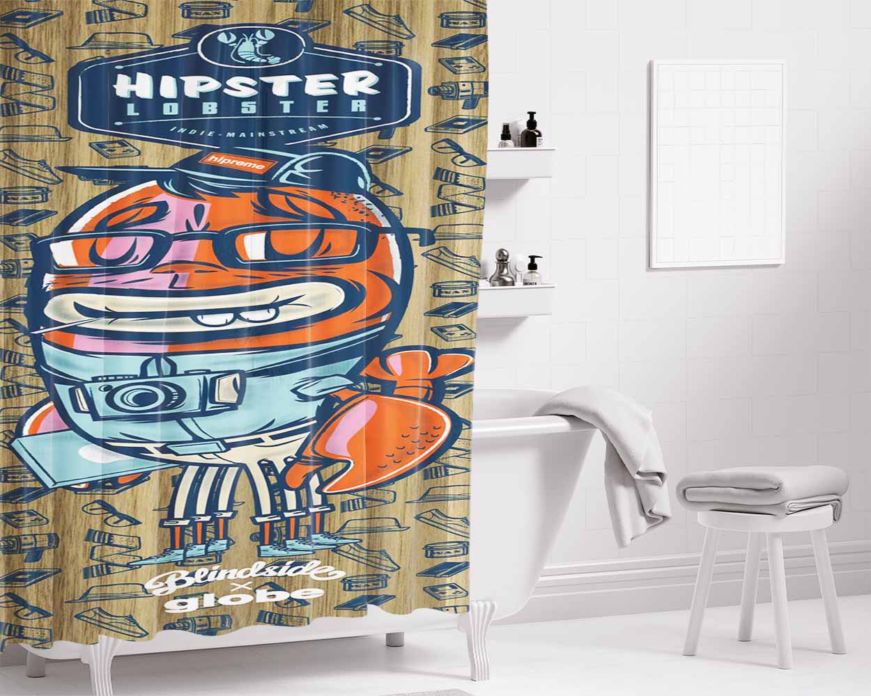 Hipster Farm Bathroom Shower Curtain Fabric Waterproof | 66 X 72 Inch
