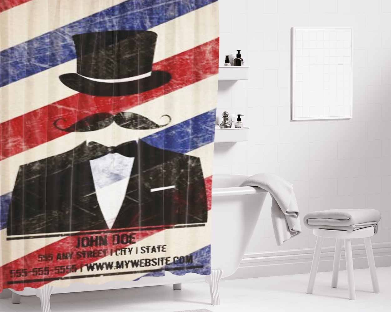 Hipter Babershop Bathroom Shower Curtain Fabric Waterproof | 66 X 72 Inch