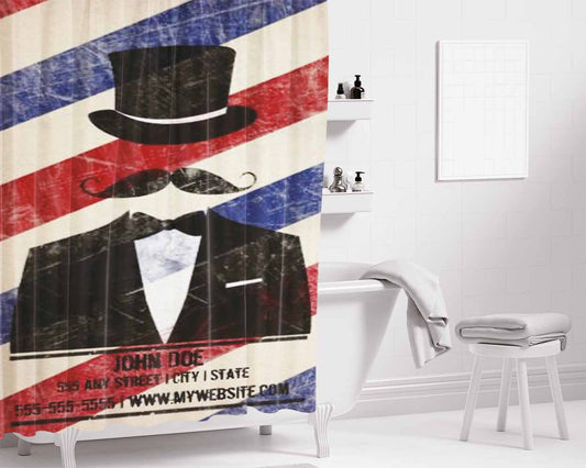 Hipter Babershop Bathroom Shower Curtain Fabric Waterproof | 66 X 72 Inch