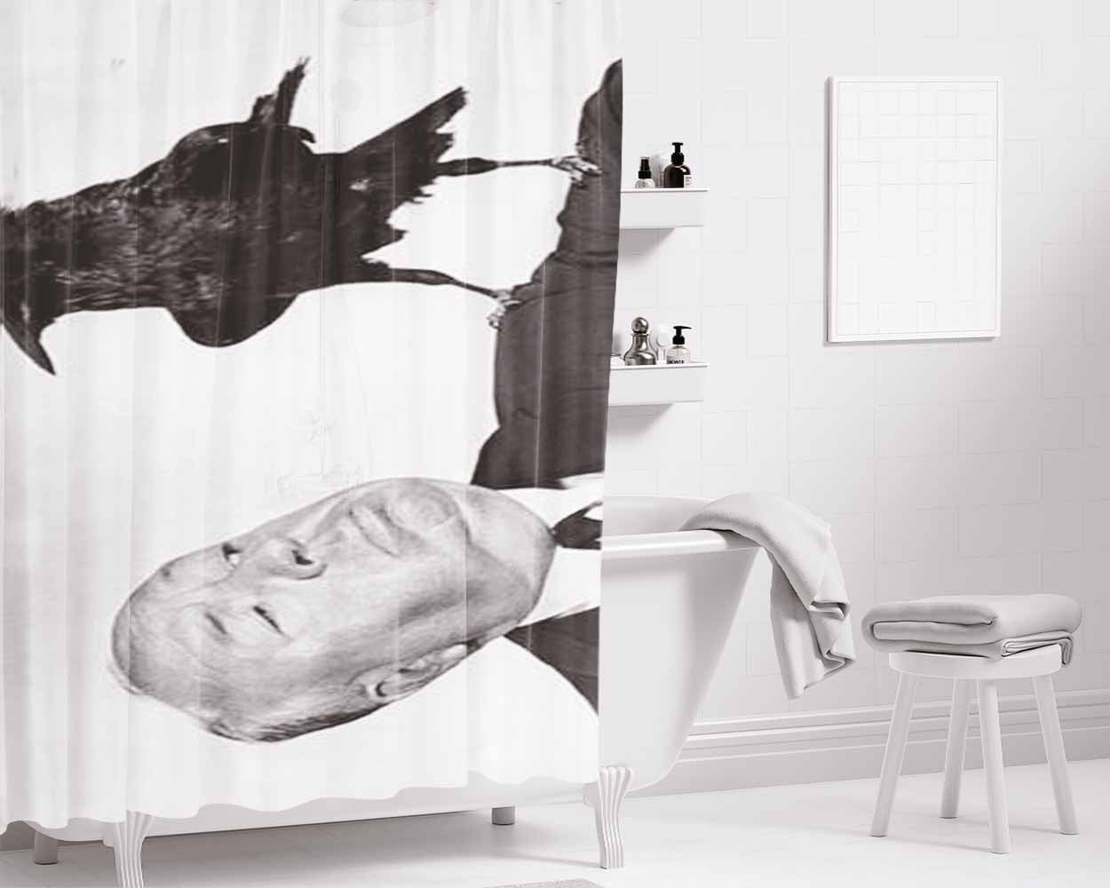 Hitchcock With Bird Bathroom Shower Curtain Fabric Waterproof | 66 X 72 Inch