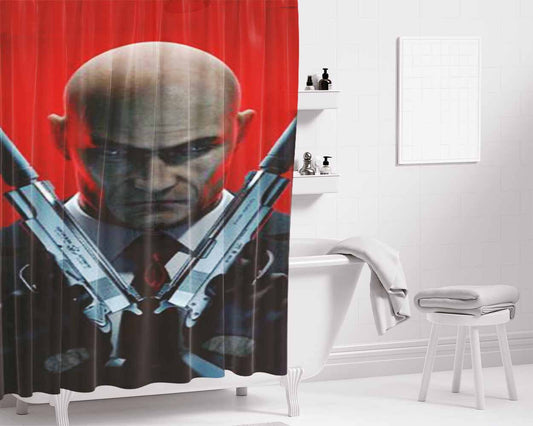 Hitman Agent 47 Bathroom Shower Curtain Fabric Waterproof | 66 X 72 Inch