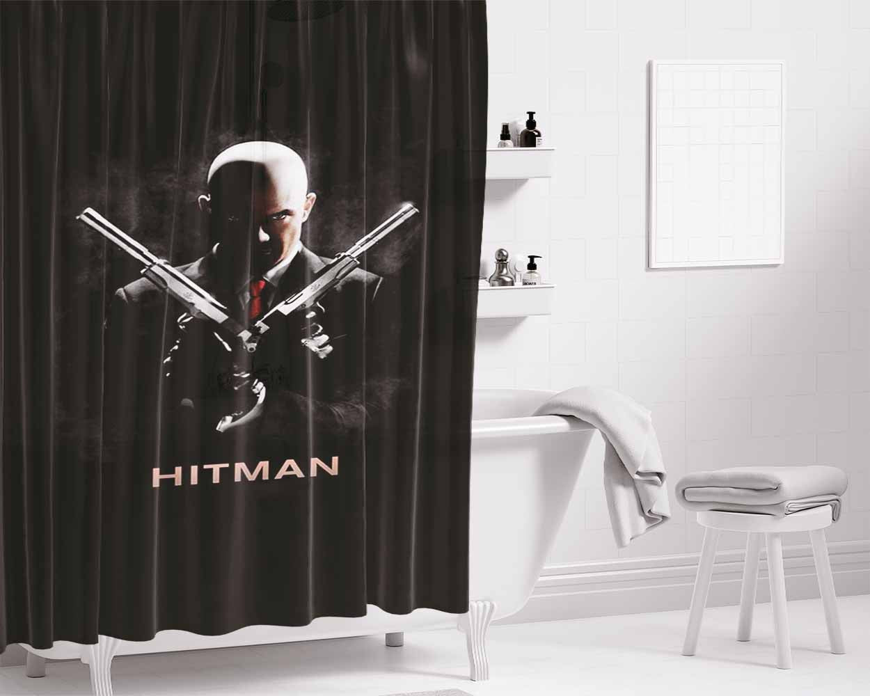 Hitman Bathroom Shower Curtain Fabric Waterproof | 66 X 72 Inch