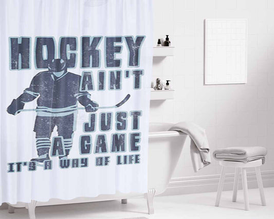 Hockey Ain'T Just A Game Bathroom Shower Curtain Fabric Waterproof | 66 X 72 Inch