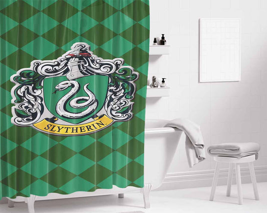 Hoghwart School Slytherin Bathroom Shower Curtain Fabric Waterproof | 66 X 72 Inch