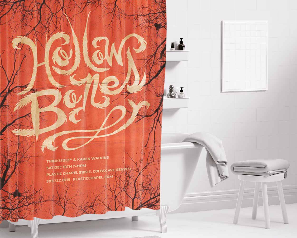 Hollow Bones Bathroom Shower Curtain Fabric Waterproof | 66 X 72 Inch