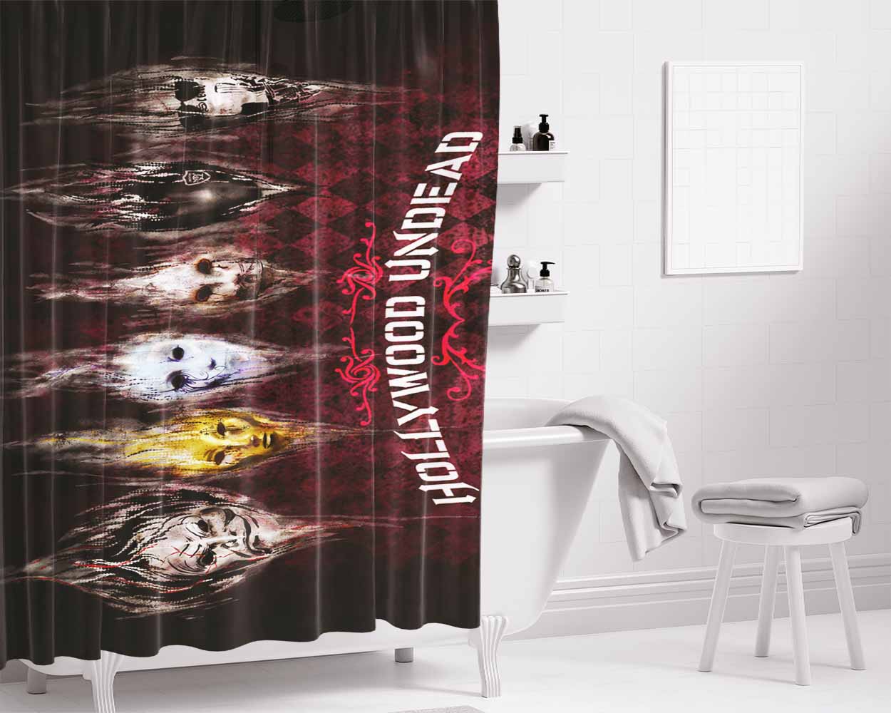 Hollywood Undead Band Bathroom Shower Curtain Fabric Waterproof | 66 X 72 Inch