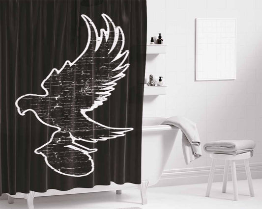 Hollywood Undead Bird Logo Black White Bathroom Shower Curtain Fabric Waterproof | 66 X 72 Inch