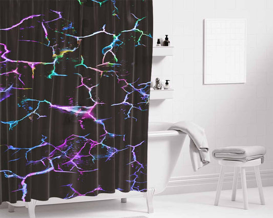 Holographic Marble 2 Bathroom Shower Curtain Fabric Waterproof | 66 X 72 Inch