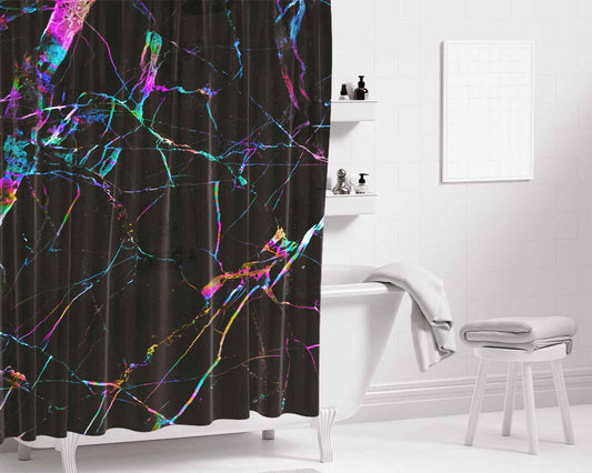 Holographic Marble Bathroom Shower Curtain Fabric Waterproof | 66 X 72 Inch