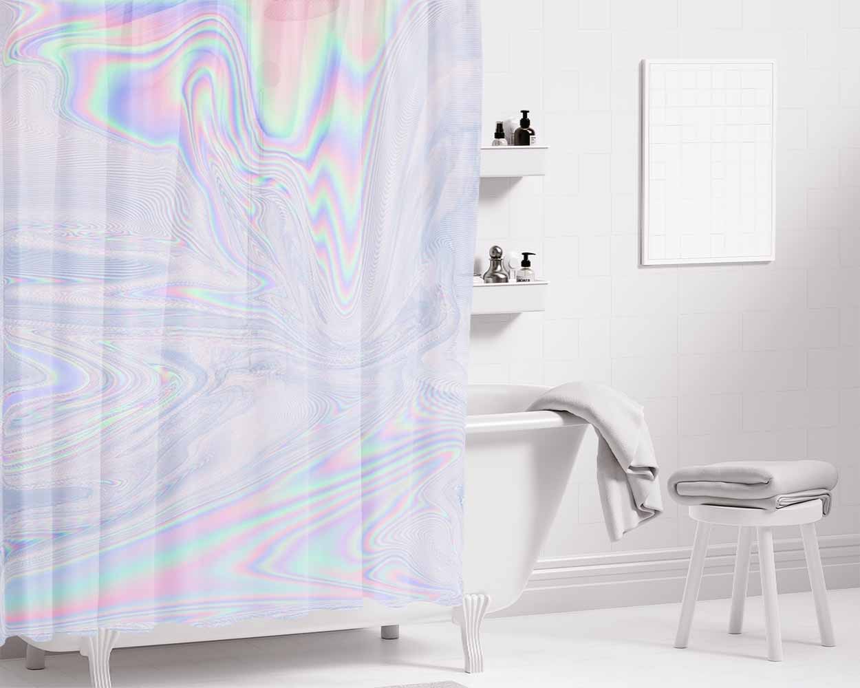 Holographic Tumblr Trippy Aesthetics Bathroom Shower Curtain Fabric Waterproof | 66 X 72 Inch
