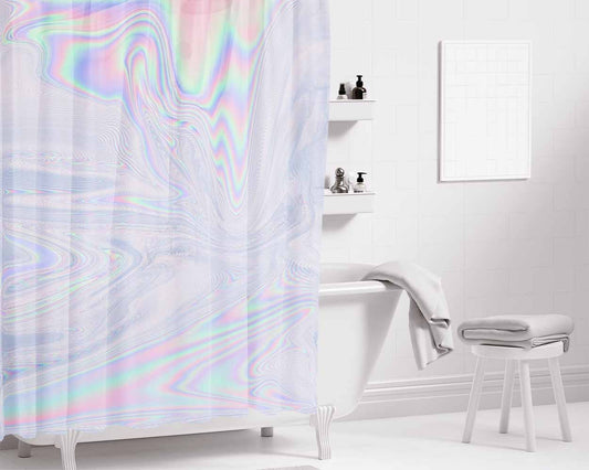 Holographic Tumblr Trippy Aesthetics Bathroom Shower Curtain Fabric Waterproof | 66 X 72 Inch