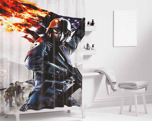 Homefront The Revolution Souldier Bathroom Shower Curtain Fabric Waterproof | 66 X 72 Inch