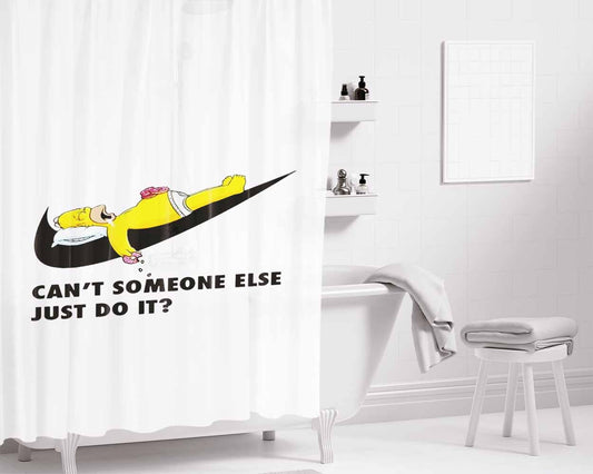 Homer Simpson Nike White Bathroom Shower Curtain Fabric Waterproof | 66 X 72 Inch