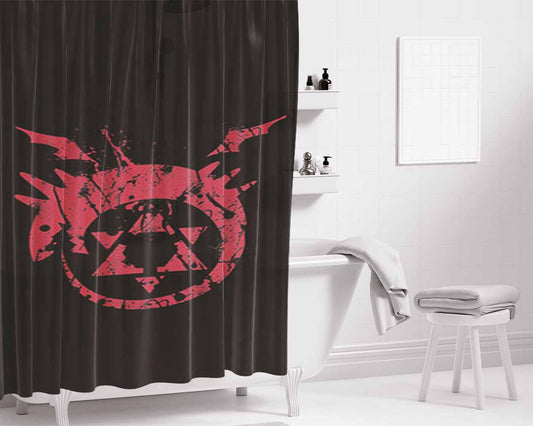 Homunculus Logo Red Bathroom Shower Curtain Fabric Waterproof | 66 X 72 Inch