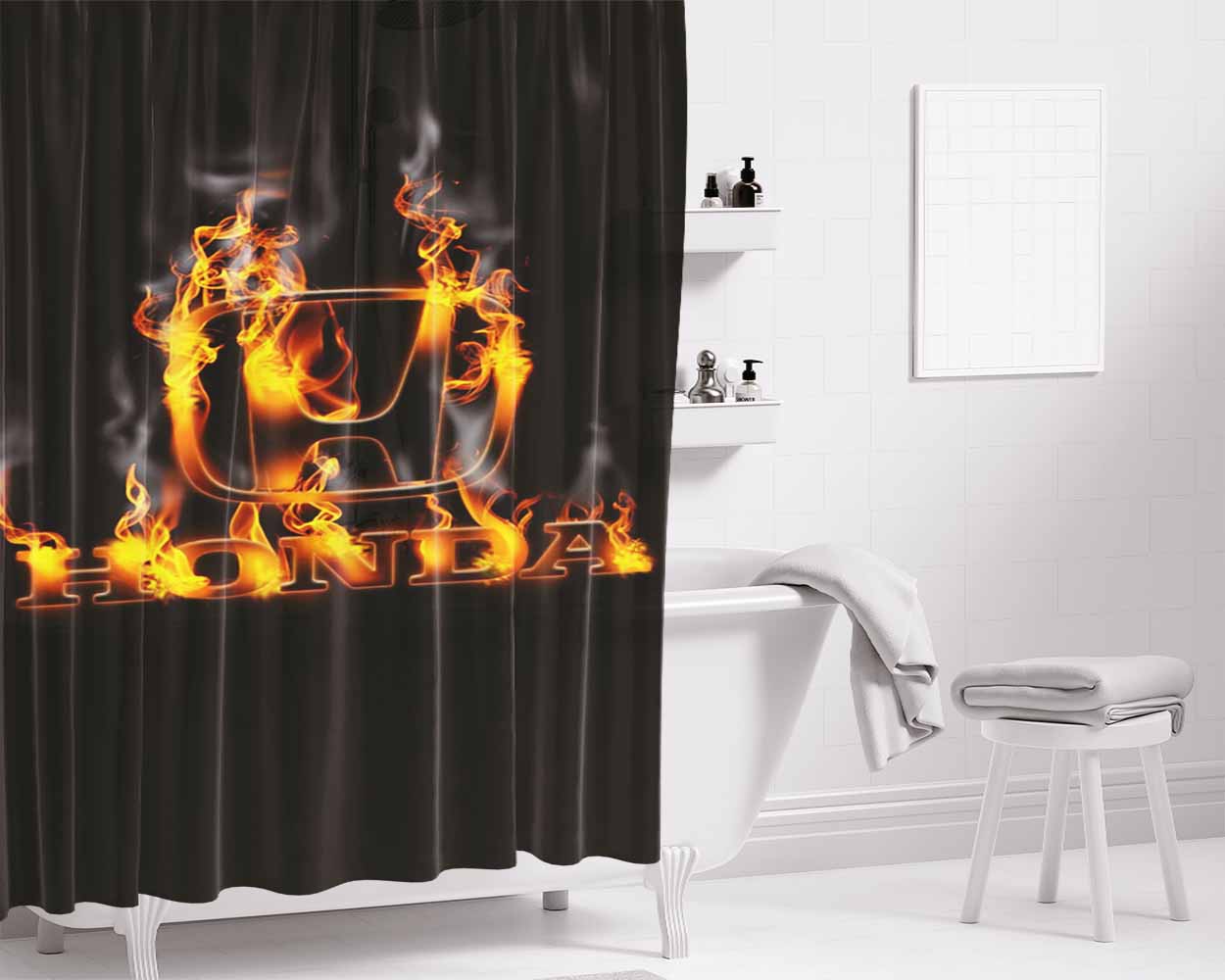 Honda Logo Background Bathroom Shower Curtain Fabric Waterproof | 66 X 72 Inch