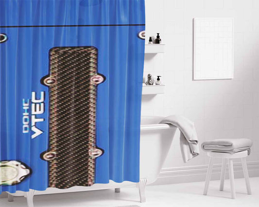 Honda Vtec Blue Bathroom Shower Curtain Fabric Waterproof | 66 X 72 Inch