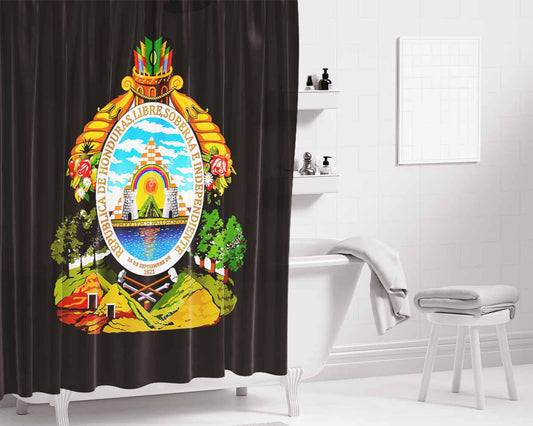 Honduras Symbol Coat Of Arms Bathroom Shower Curtain Fabric Waterproof | 66 X 72 Inch