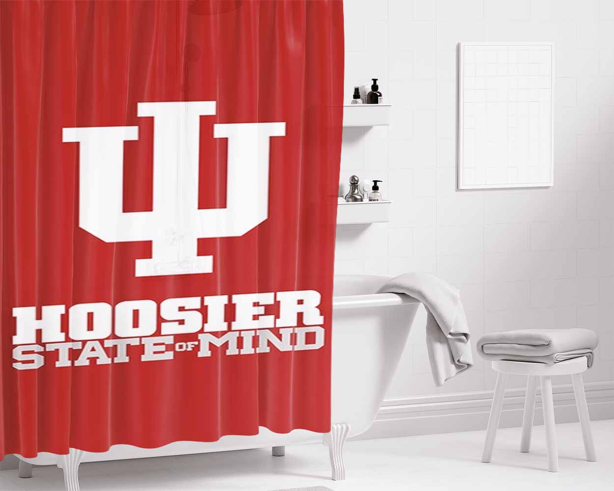 Hoosier State Of Mind Indiana 2 Bathroom Shower Curtain Fabric Waterproof | 66 X 72 Inch