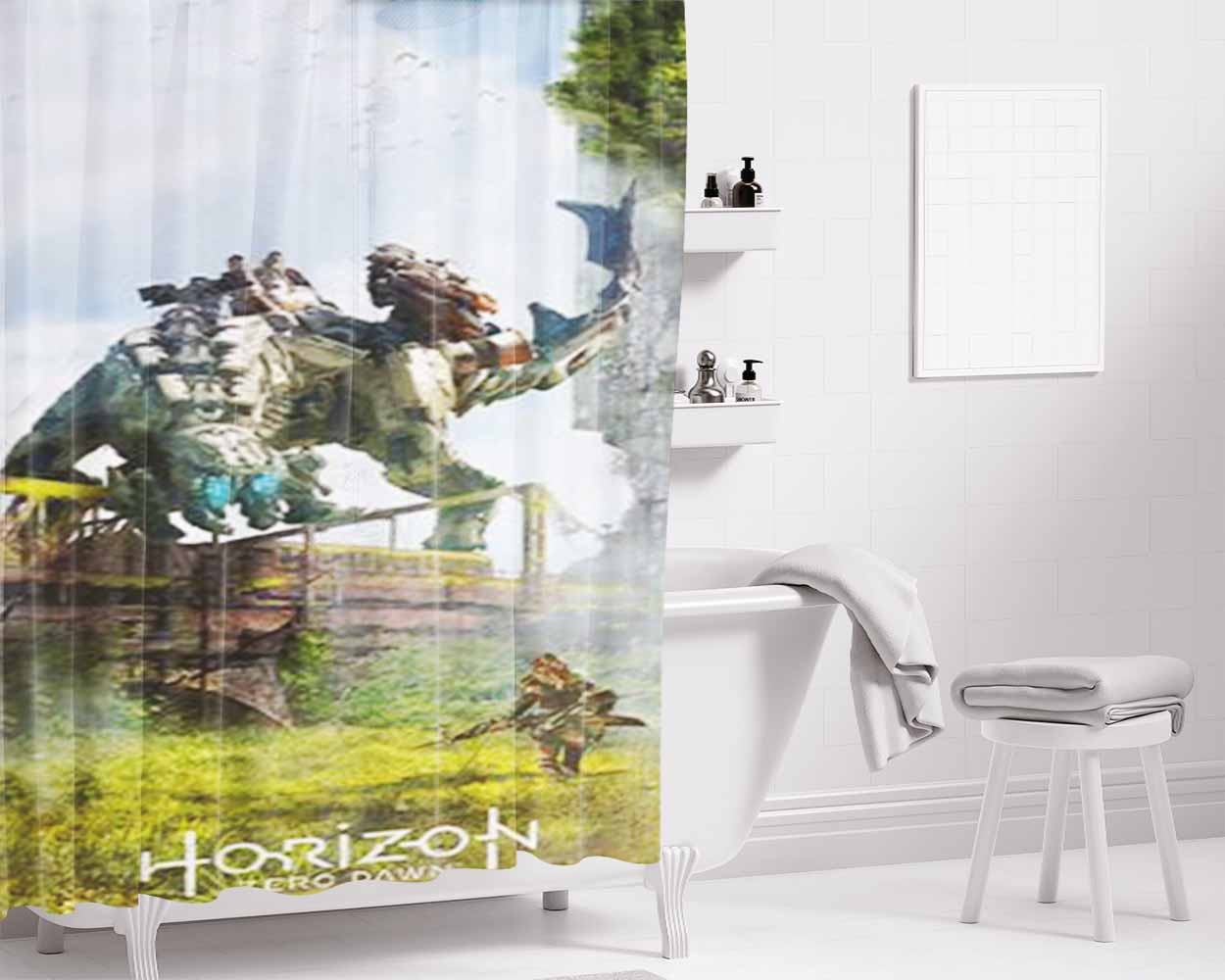 Horizon Zero Dawn Bathroom Shower Curtain Fabric Waterproof | 66 X 72 Inch