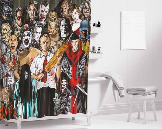 Horror Movie Collage Bathroom Shower Curtain Fabric Waterproof | 66 X 72 Inch