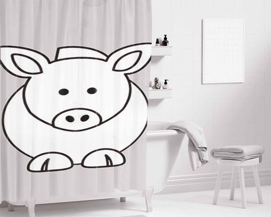 Horse Coloring Clip Art Bathroom Shower Curtain Fabric Waterproof | 66 X 72 Inch