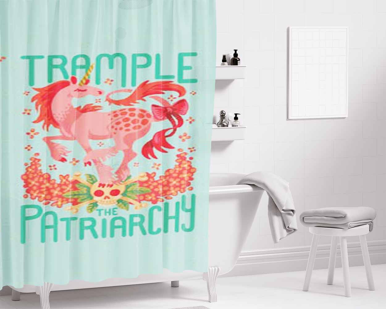 Horse Trample The Patriarchy Bathroom Shower Curtain Fabric Waterproof | 66 X 72 Inch