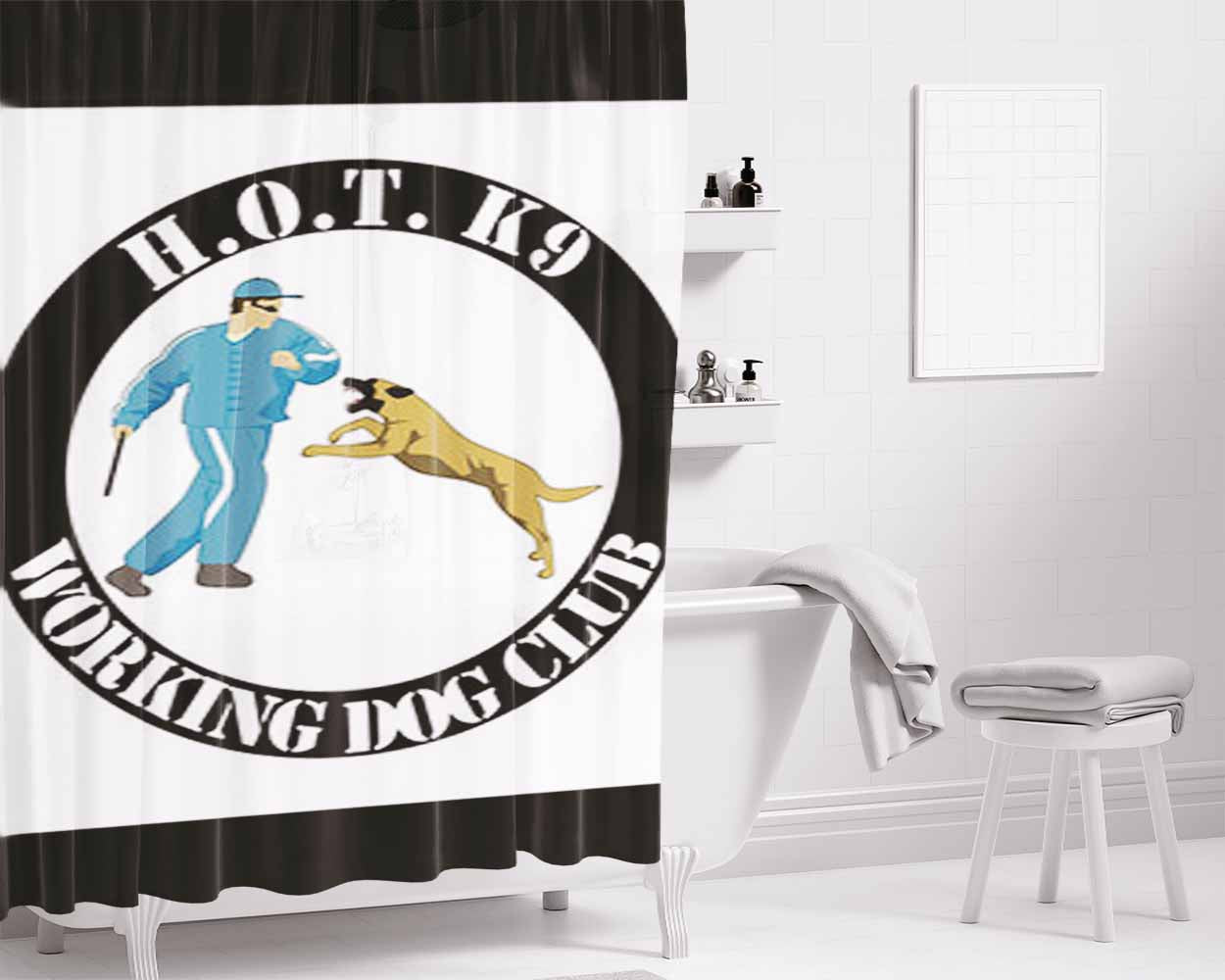 Hot K9 Working Dog Club Bathroom Shower Curtain Fabric Waterproof | 66 X 72 Inch